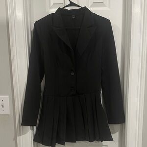 SHEIN Black Pleated Mini Dress